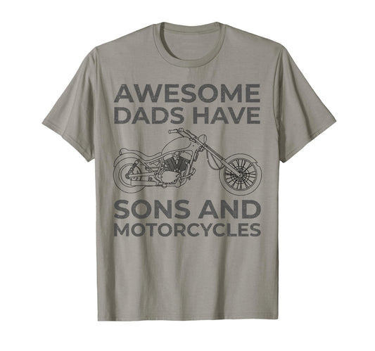 Awesome Dads Have Sons And Motorcycles T-Shirt - Graphic Print Men Women - T-Shirt, Sweatshirt, Hoodie