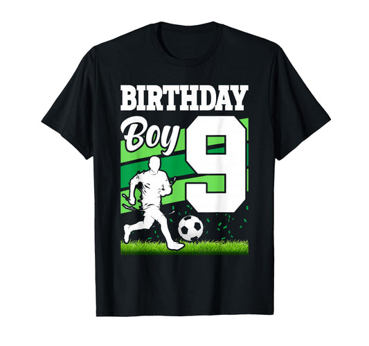 9 Year Old Soccer Birthday Party T-Shirt - Casual Everyday Wear Men Women - T-Shirt, Sweatshirt, Hoodie