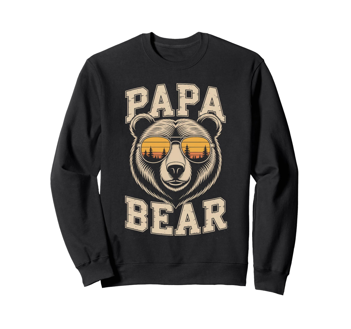Papa Bear Sunset Forest Shades Sweatshirt - Unique Graphic for Adults - T-Shirt, Sweatshirt, Hoodie