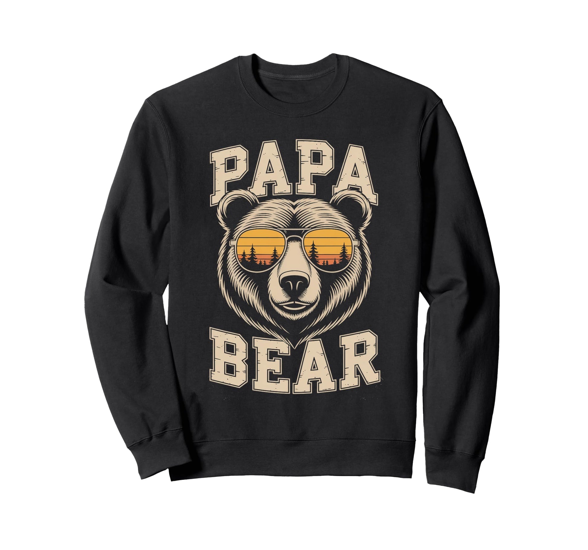 Papa Bear Sunset Forest Shades Sweatshirt - Unique Graphic for Adults - T-Shirt, Sweatshirt, Hoodie