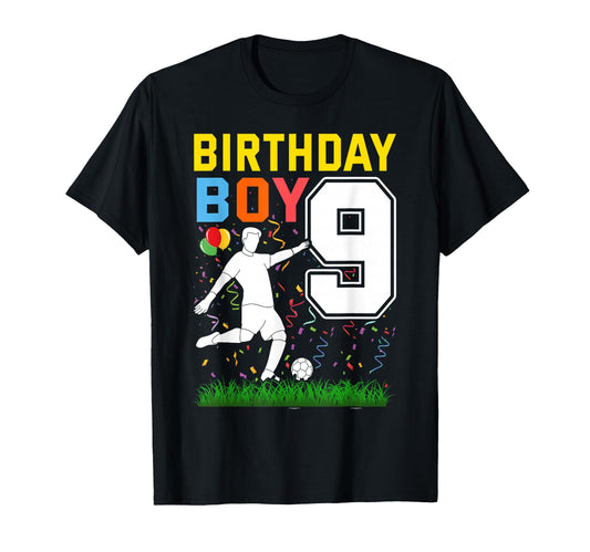 9 Year Old Birthday Soccer 9Th Birthday T-Shirt - Graphic Print for Adults - T-Shirt, Sweatshirt, Hoodie