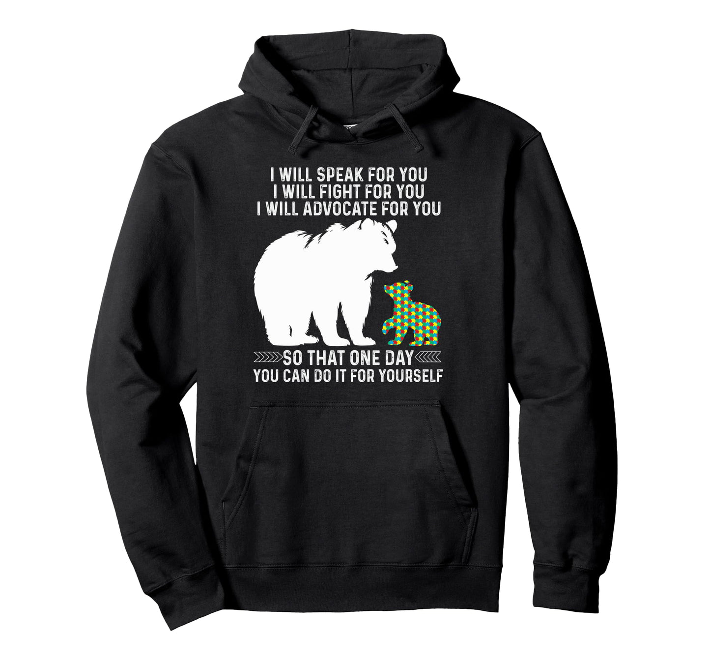 Autism Papa Bear I Will Speak Fight Hoodie - Unique Graphic for Adults - T-Shirt, Sweatshirt, Hoodie