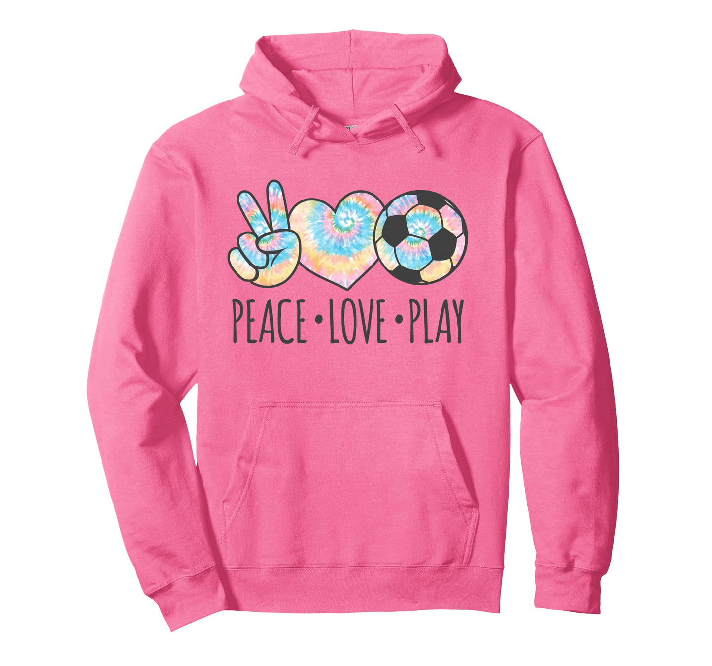 Tie Dye Soccer Teen Peace Love Play Hoodie - Novelty Apparel Unisex - T-Shirt, Sweatshirt, Hoodie