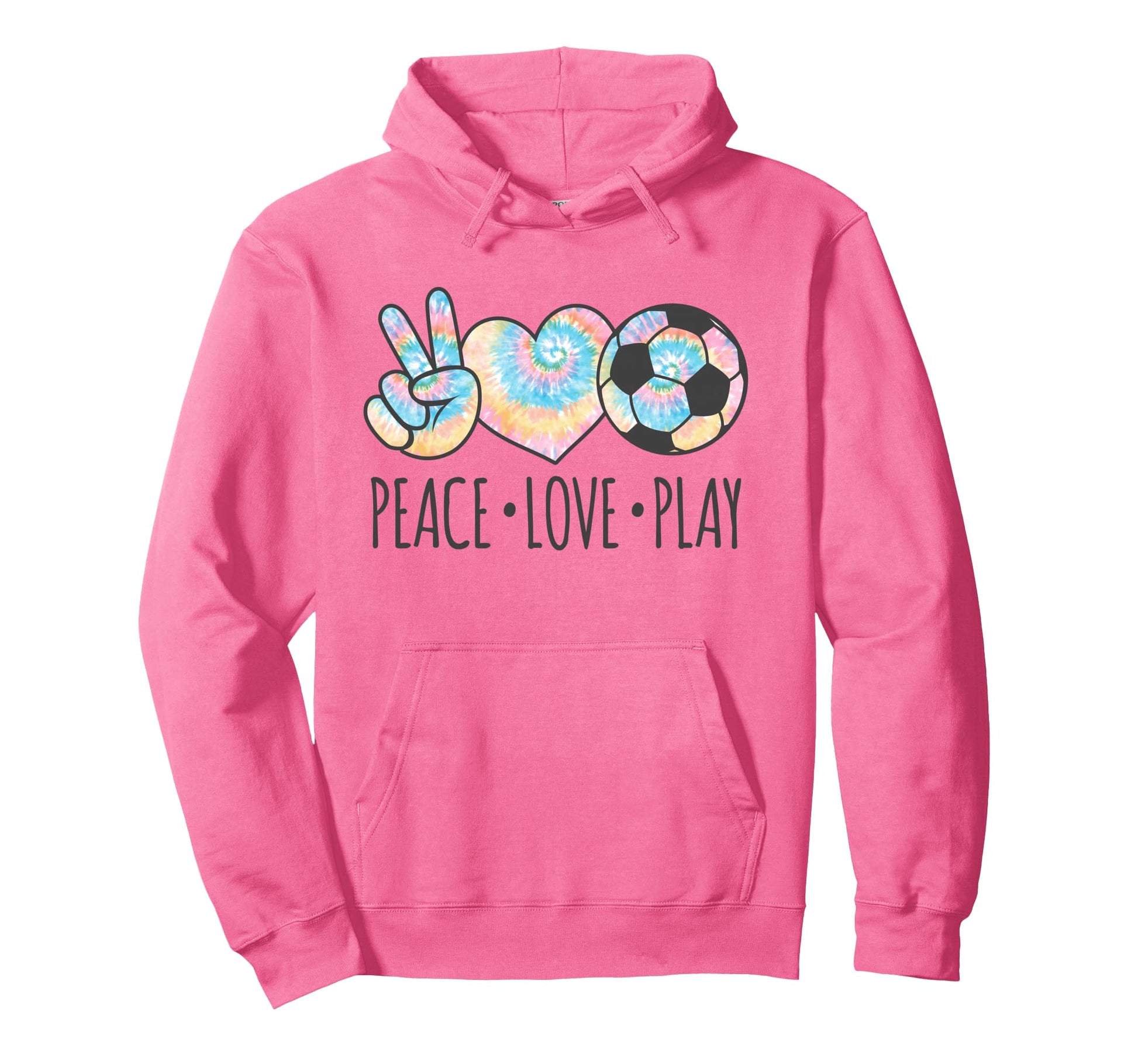 Tie Dye Soccer Teen Peace Love Play Hoodie - Novelty Apparel Unisex - T-Shirt, Sweatshirt, Hoodie