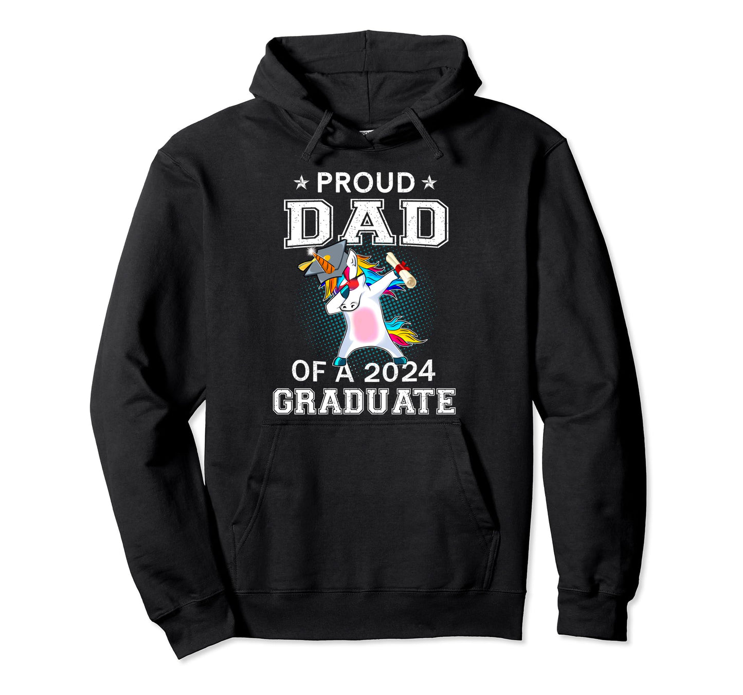 Proud Dad 2024 Graduate Senior Unicorn Hoodie - Minimalist Print Men Women - T-Shirt, Sweatshirt, Hoodie