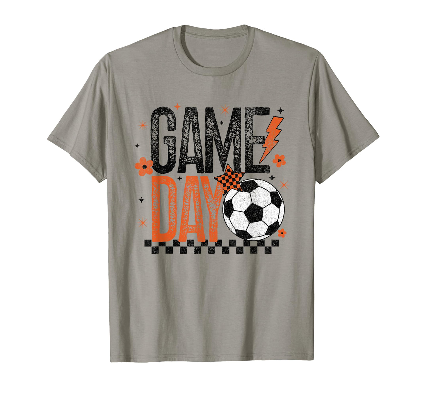 Game Day Soccer Season Checkered Orange T-Shirt - Aesthetic Graphic Unisex - T-Shirt, Sweatshirt, Hoodie