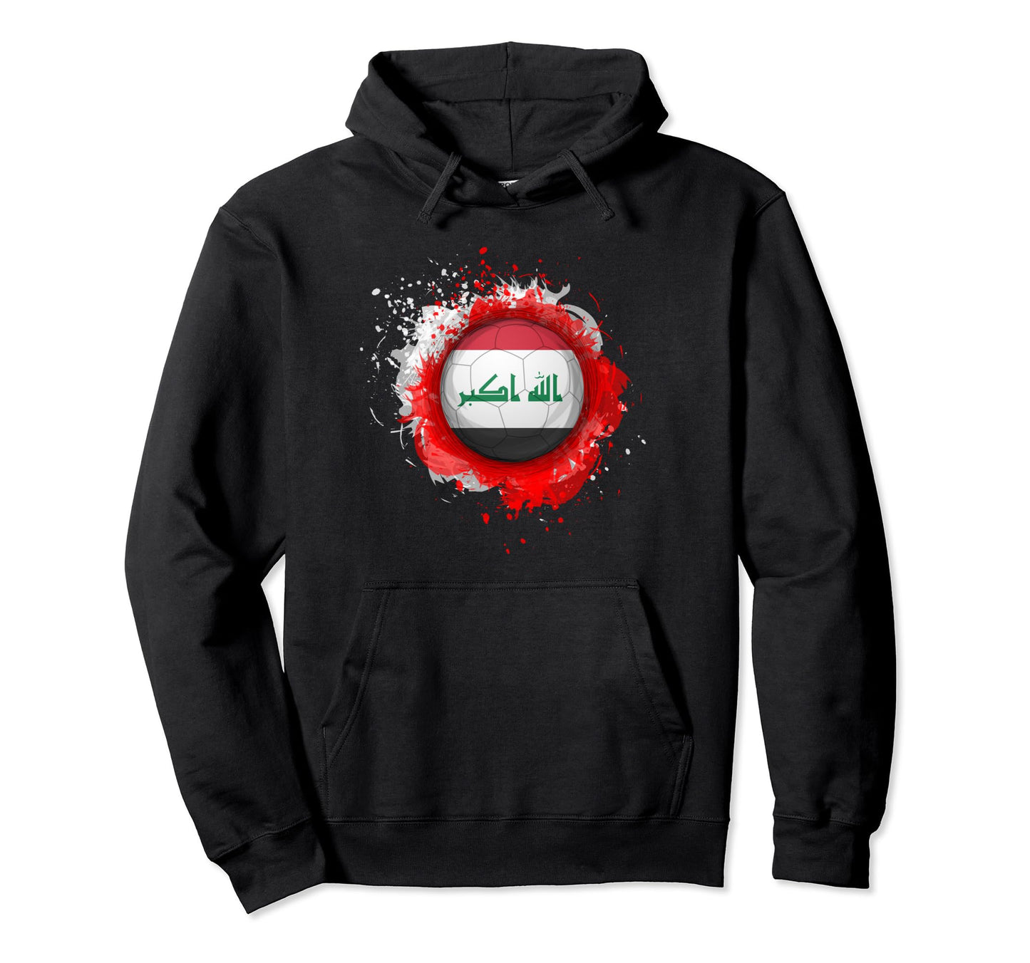 Proud Heritage Iraq Flag Soccer Ball Hoodie - Casual Everyday Wear Unisex - T-Shirt, Sweatshirt, Hoodie