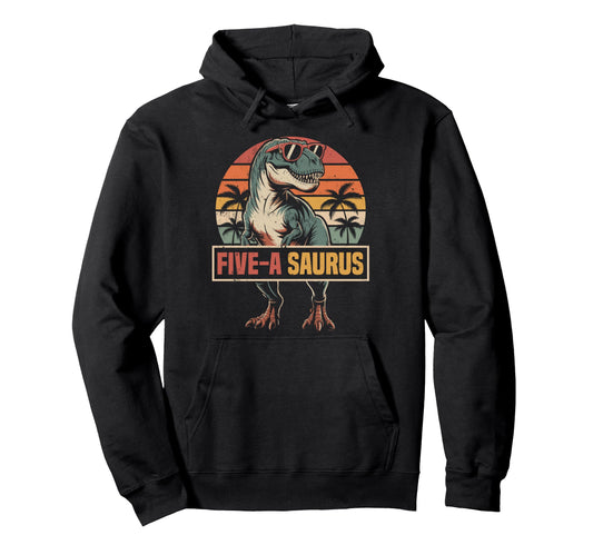 5Th Birthday 5 Yrs Old T Rex Dinosaur Hoodie - Novelty Apparel Unisex - T-Shirt, Sweatshirt, Hoodie