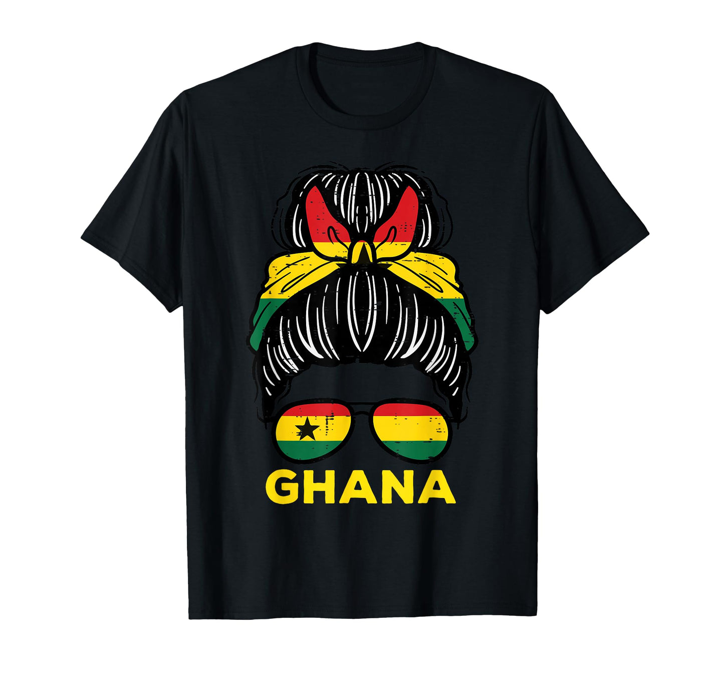 Ghana Flag Ghanaian Hairbun Football T-Shirt - Unique Graphic Unisex - T-Shirt, Sweatshirt, Hoodie