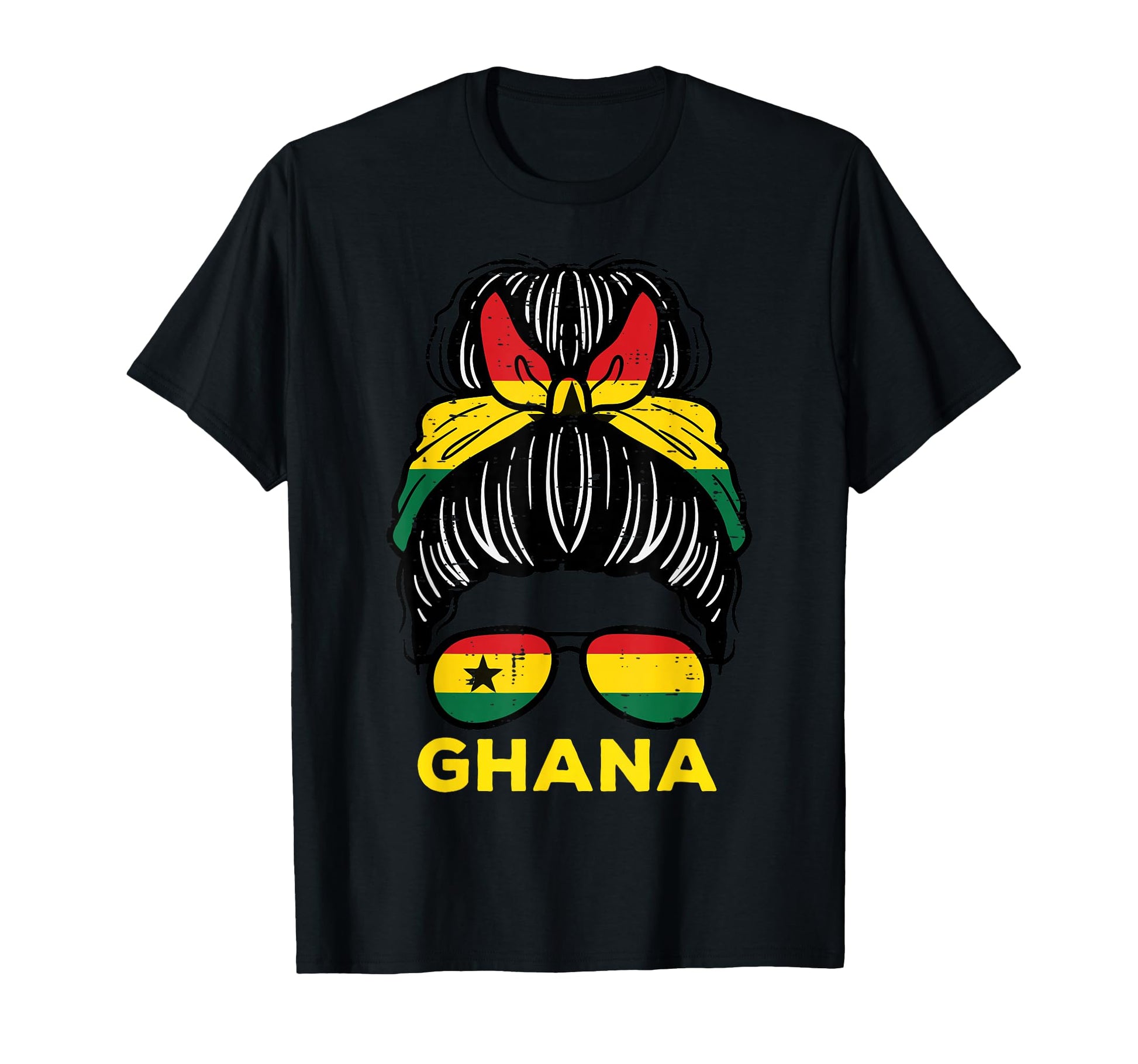 Ghana Flag Ghanaian Hairbun Football T-Shirt - Unique Graphic Unisex - T-Shirt, Sweatshirt, Hoodie