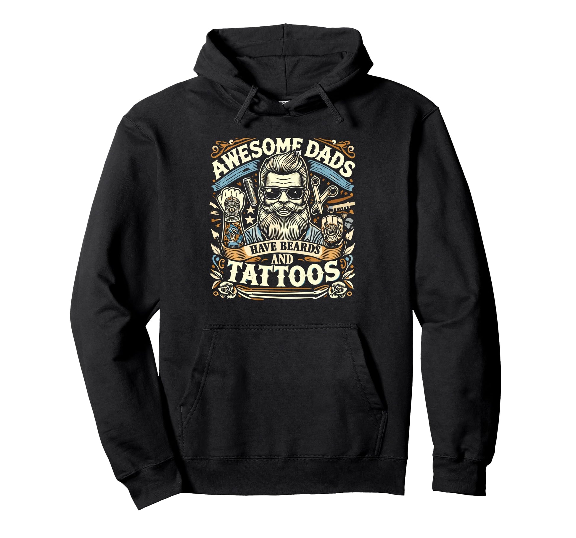 Funny Bearded Inked Dad Papa Daddy Husband Hoodie - Trendy Graphic Unisex - T-Shirt, Sweatshirt, Hoodie