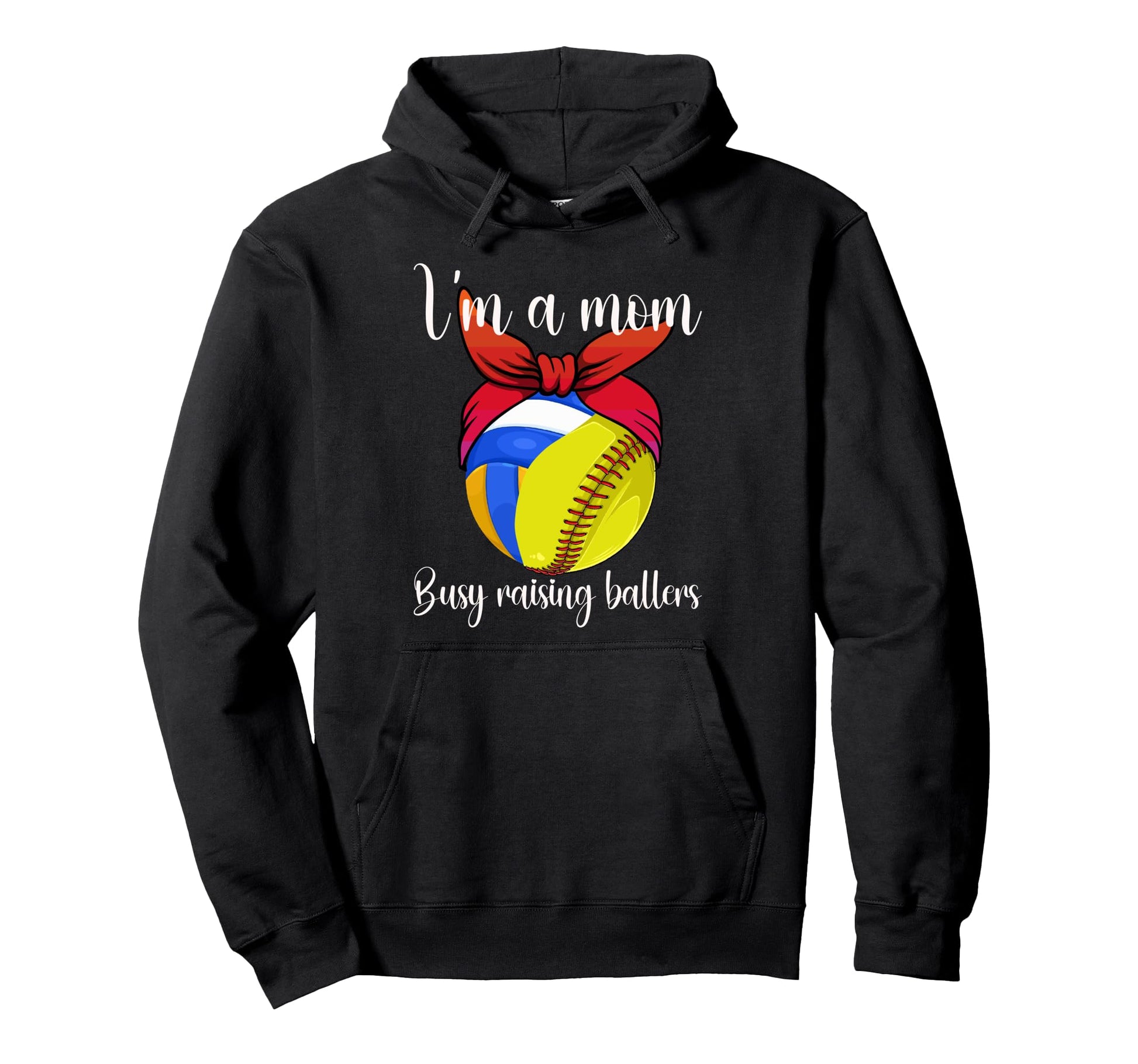 Im Mom Busy Raising Ballers Softball Hoodie - Aesthetic Graphic Unisex - T-Shirt, Sweatshirt, Hoodie