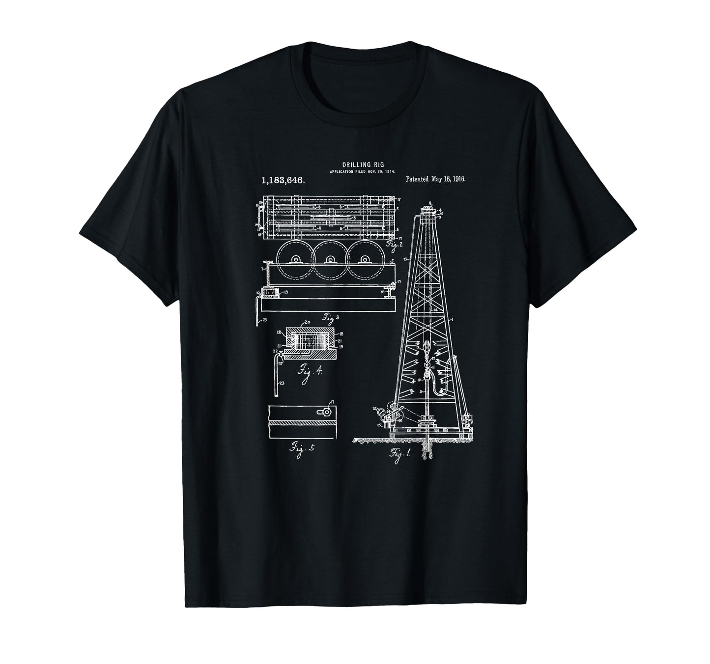 Oil Rig Blueprint Petroleum Engineer T-Shirt - Custom Art Print Unisex - T-Shirt, Sweatshirt, Hoodie