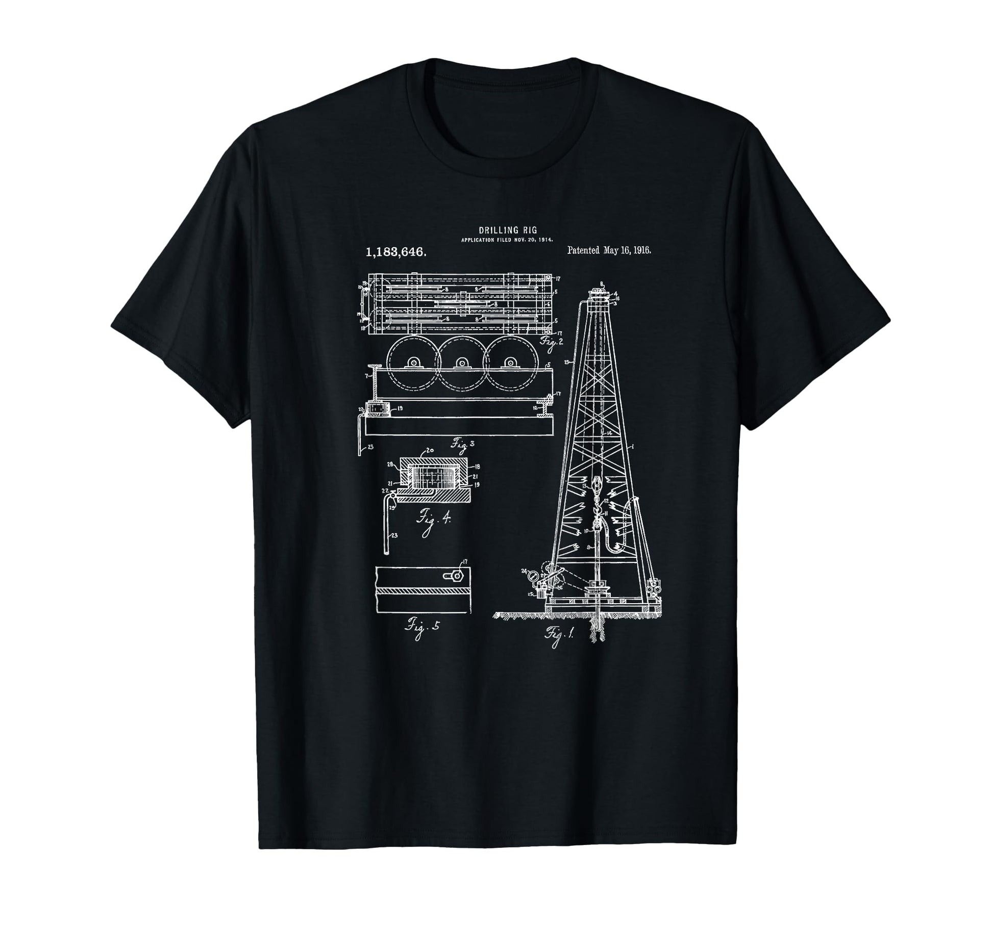 Oil Rig Blueprint Petroleum Engineer T-Shirt - Custom Art Print Unisex - T-Shirt, Sweatshirt, Hoodie