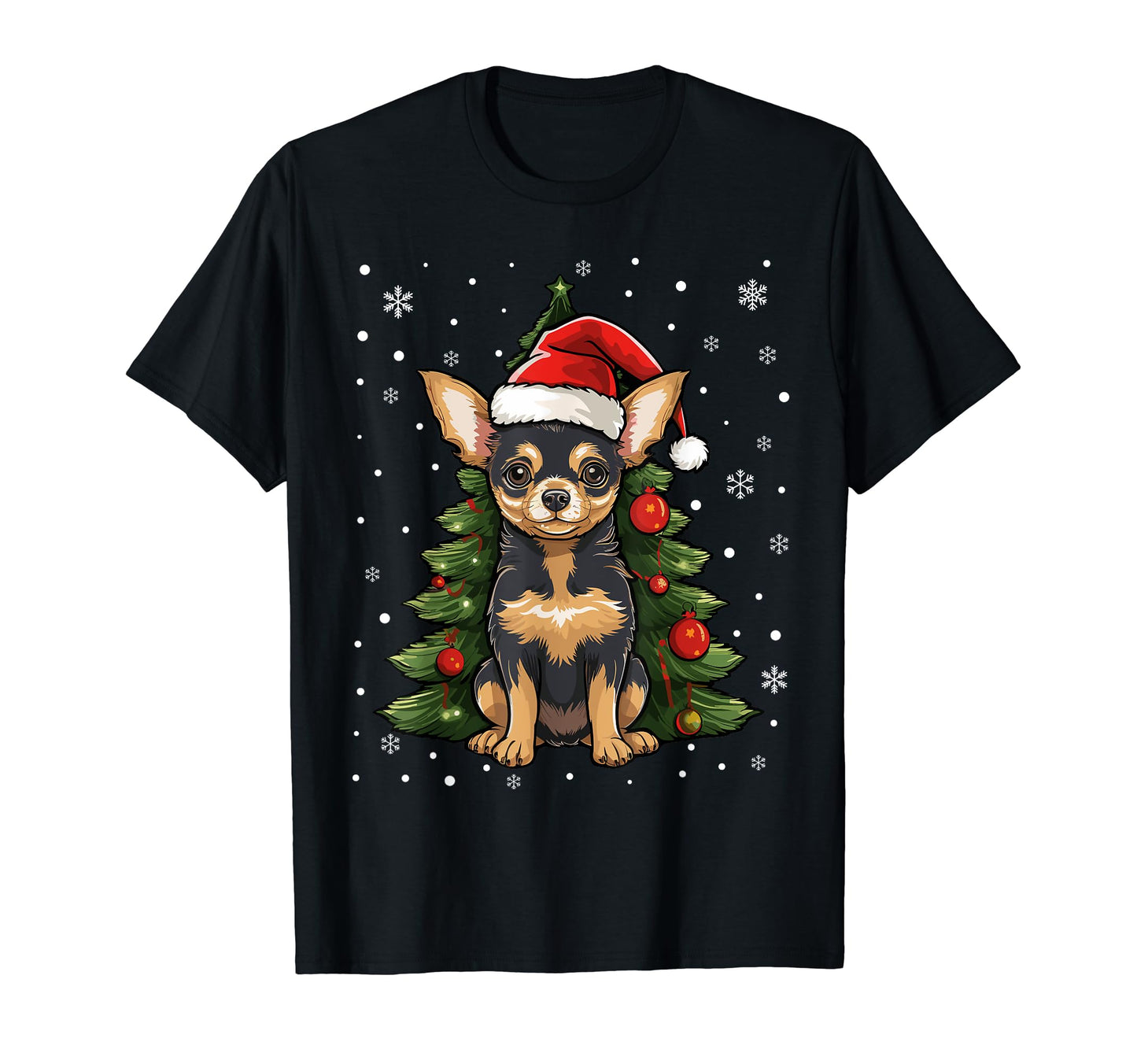 Chihuahua Dog Tree Santa Hat Pajama T-Shirt - Casual Everyday Wear Unisex - T-Shirt, Sweatshirt, Hoodie