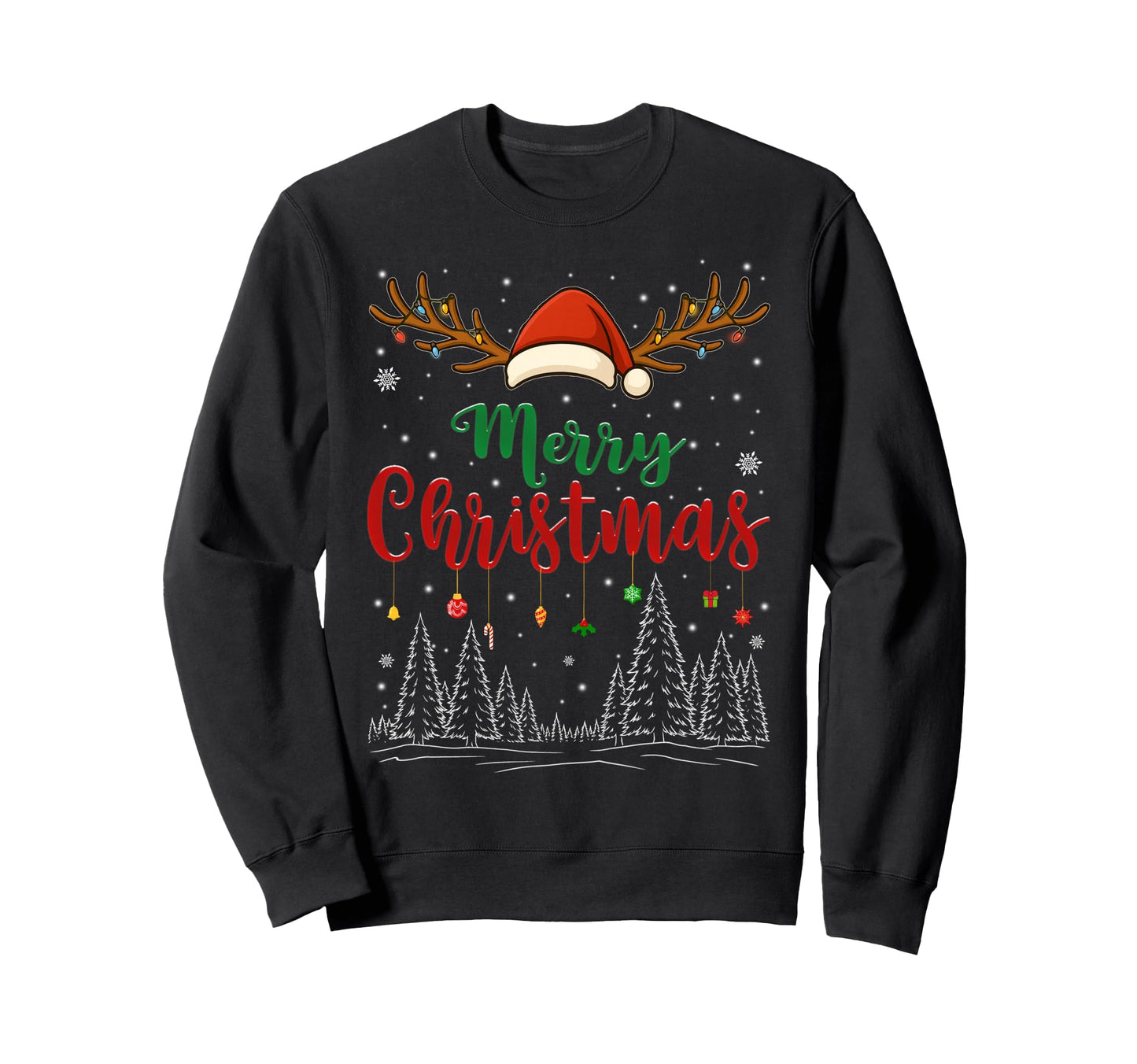 Merry Lights Santa Hat Family Sweatshirt - Novelty Apparel for Adults - T-Shirt, Sweatshirt, Hoodie