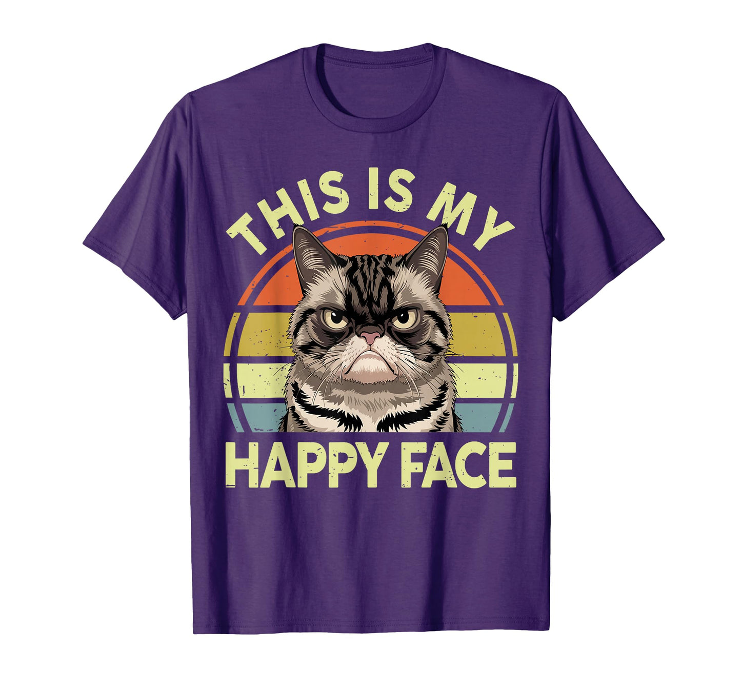 This Is My Happy Face Grumpy Black Cat T-Shirt - Streetwear Style Unisex - T-Shirt, Sweatshirt, Hoodie