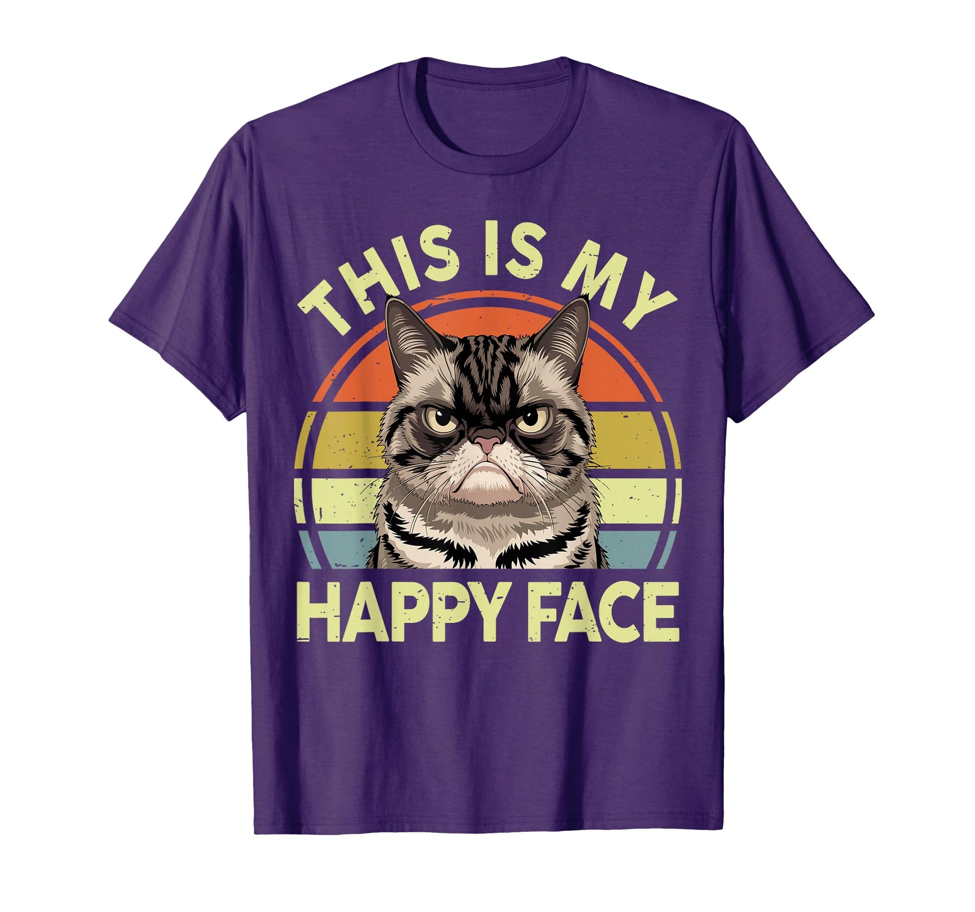 This Is My Happy Face Grumpy Black Cat T-Shirt - Streetwear Style Unisex - T-Shirt, Sweatshirt, Hoodie