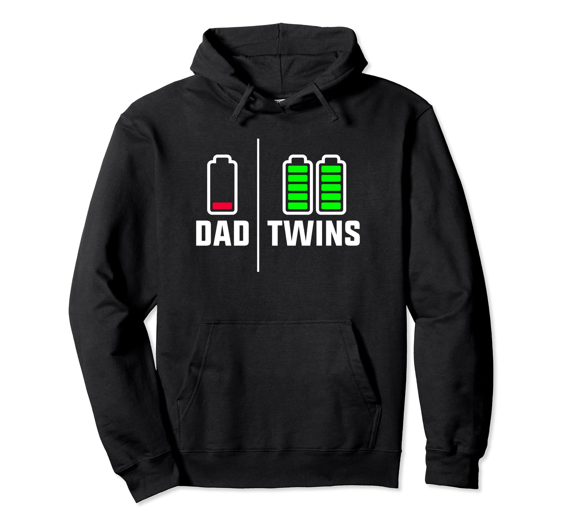 Tired Twin Dad Low Battery Full Hoodie - Fun Novelty Design for Adults - T-Shirt, Sweatshirt, Hoodie