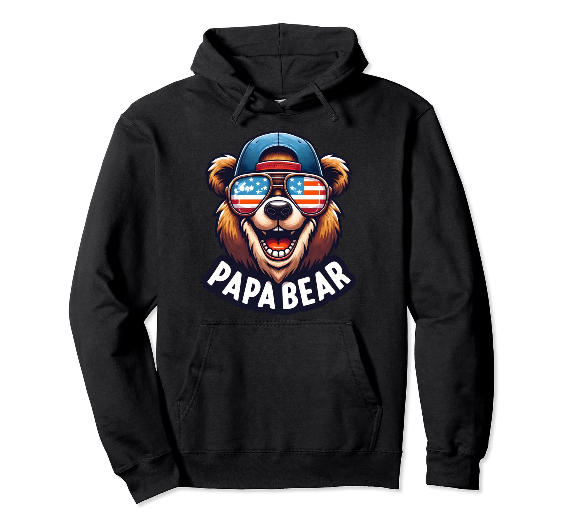 Papa Bear Fathers Day Gift Us American Hoodie - Unique Graphic for Adults - T-Shirt, Sweatshirt, Hoodie