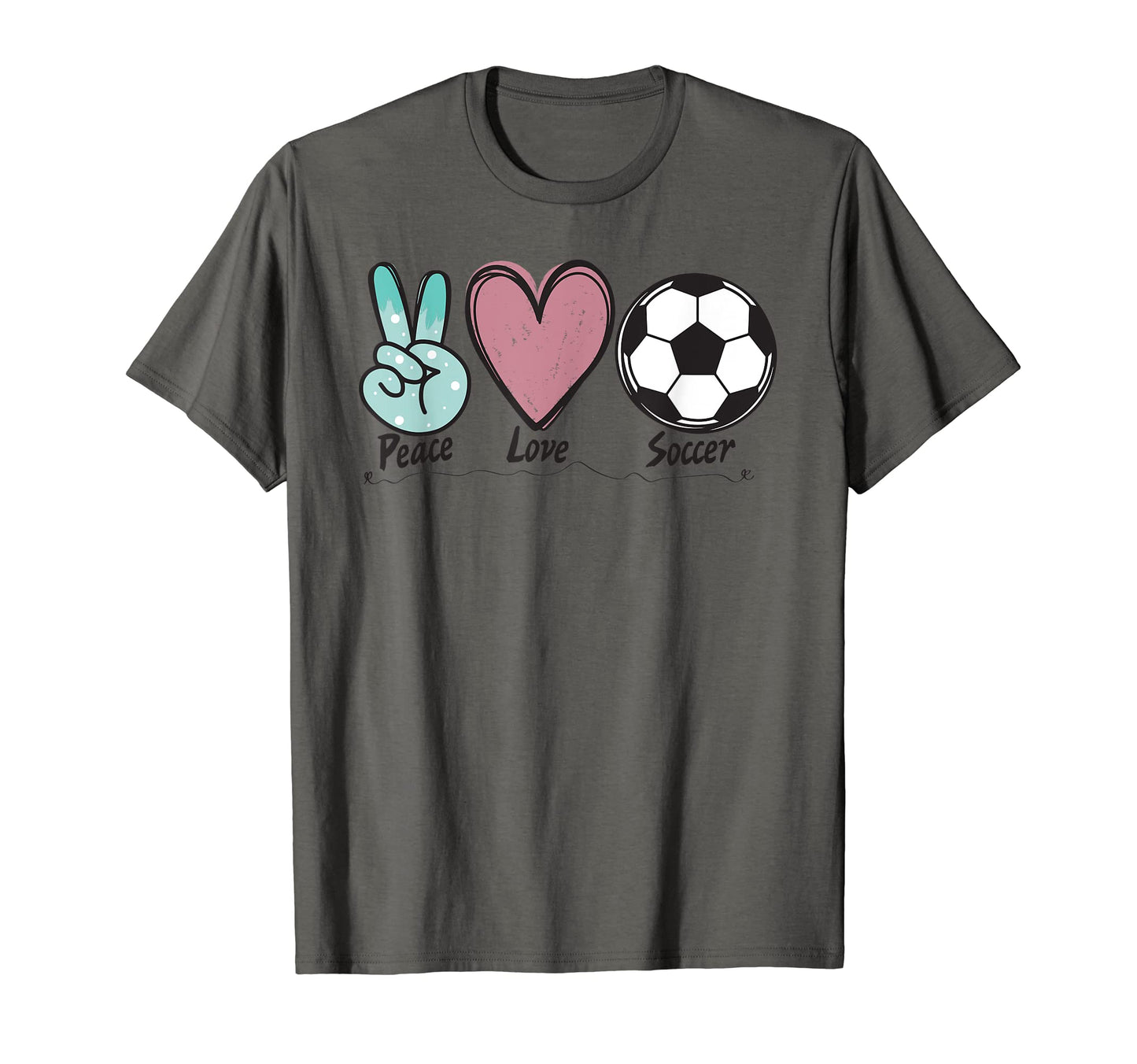 Peace Love Soccer Soccer Lover Football T-Shirt - Unique Graphic Unisex - T-Shirt, Sweatshirt, Hoodie