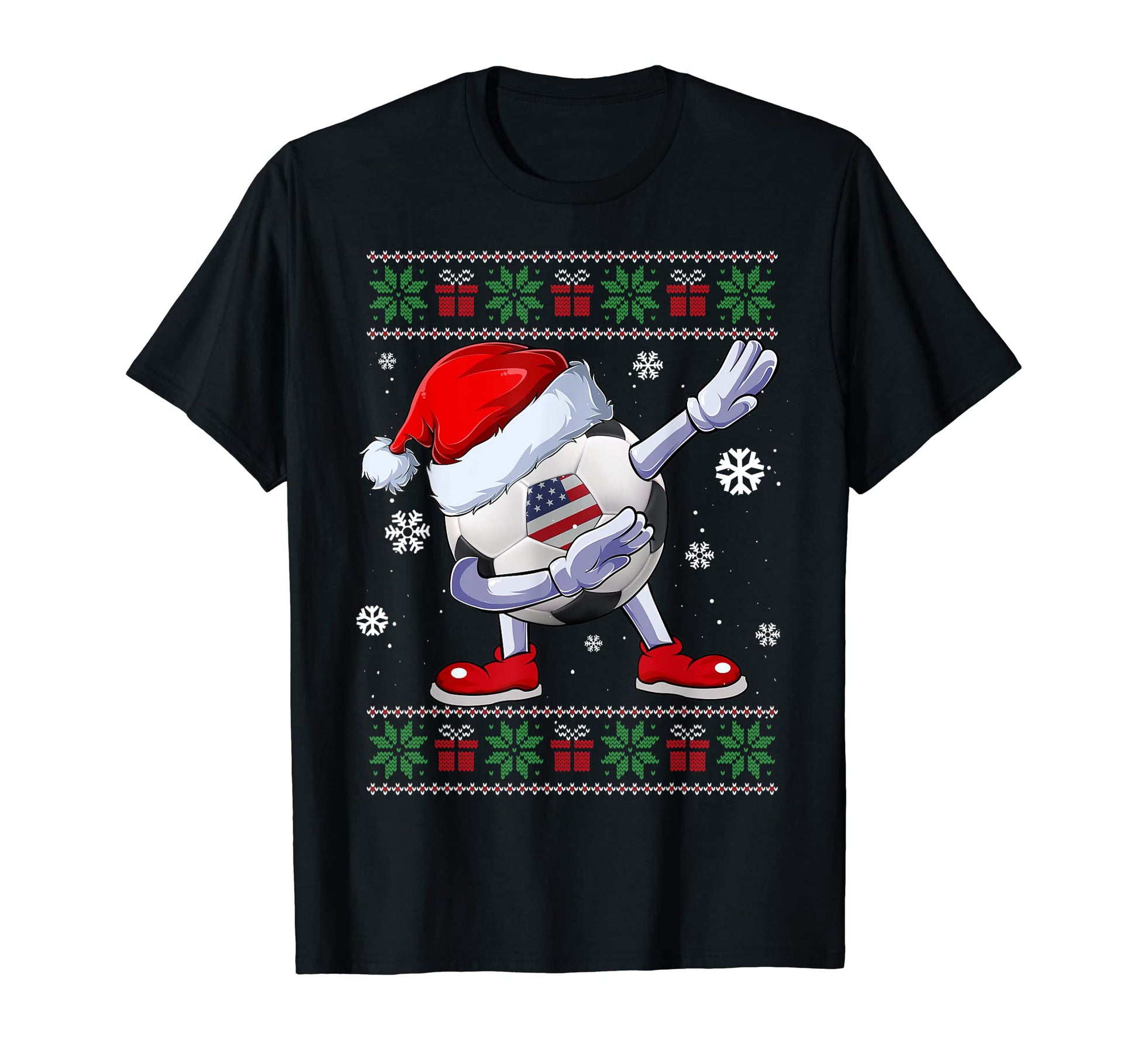 Funny Santa Dabbing Usa Soccer Fans T-Shirt - Casual Everyday Wear Unisex - T-Shirt, Sweatshirt, Hoodie