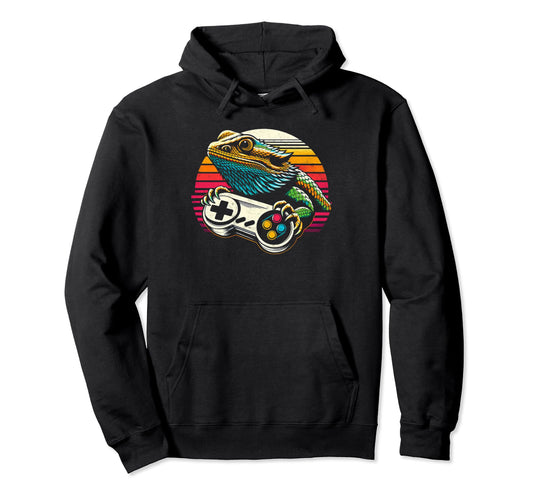 Bearded Dragon Dad Video Game Lizard Hoodie - Minimalist Print Unisex - T-Shirt, Sweatshirt, Hoodie