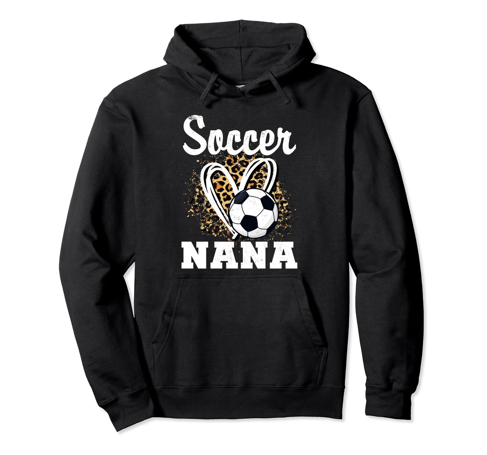 Soccer Nana Leopard Heart Grandma Hoodie - Custom Art Print Unisex - T-Shirt, Sweatshirt, Hoodie