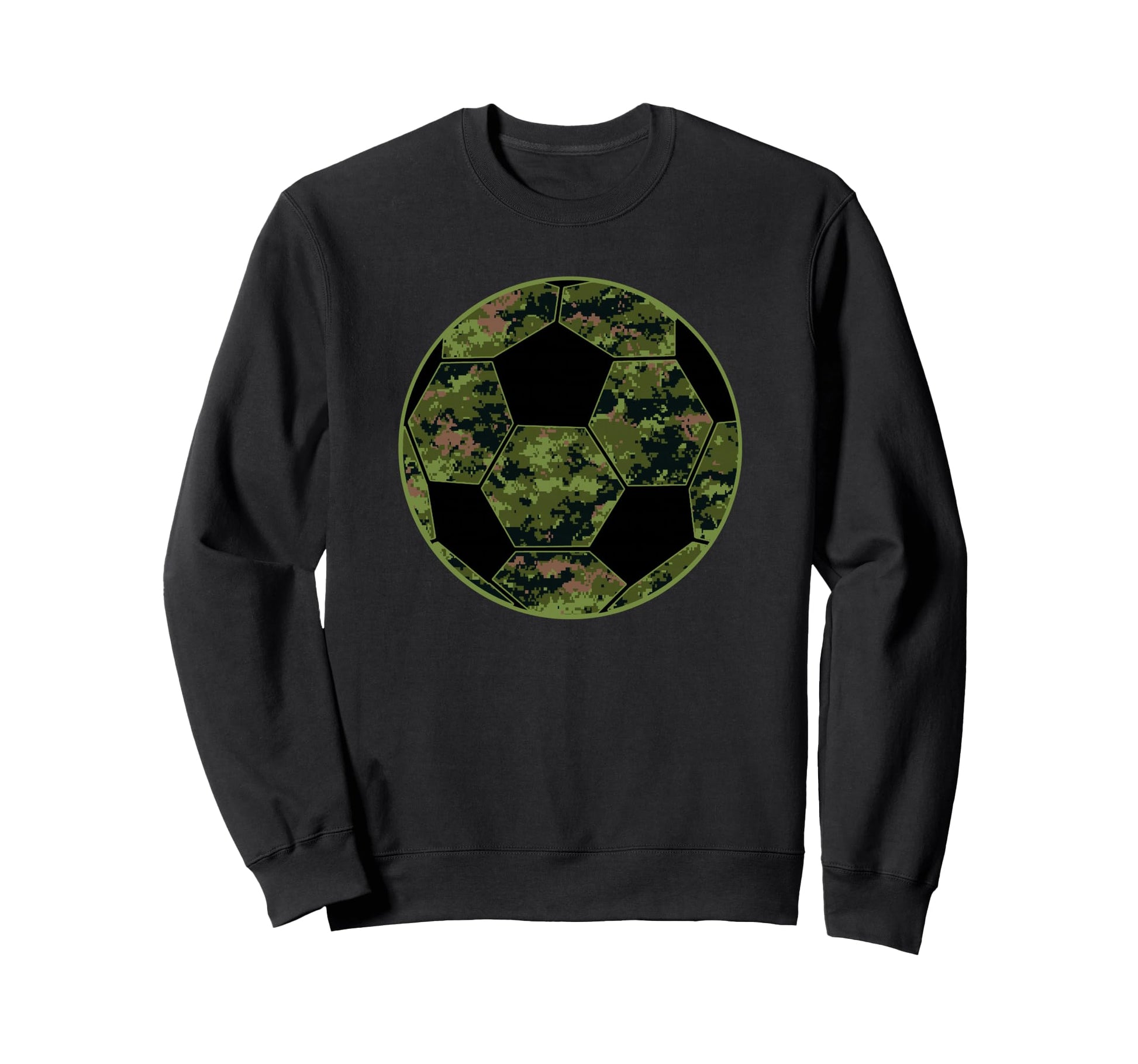 Green Camo Camouflage Soccer Ball Sweatshirt - Trendy Graphic for Adults - T-Shirt, Sweatshirt, Hoodie