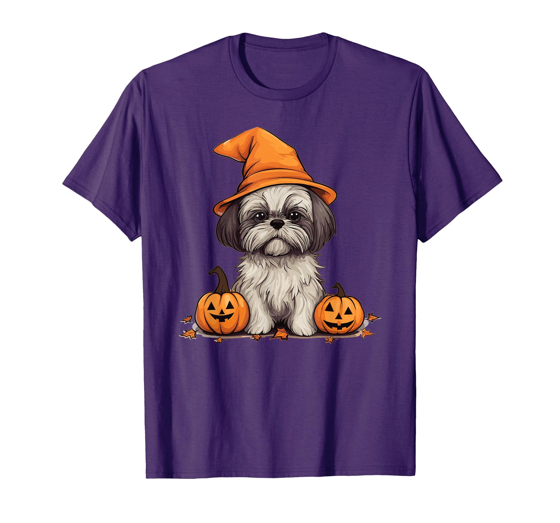 Halloween Witch Hat Pumpkin Dog T-Shirt - Fun Novelty Design for Adults - T-Shirt, Sweatshirt, Hoodie
