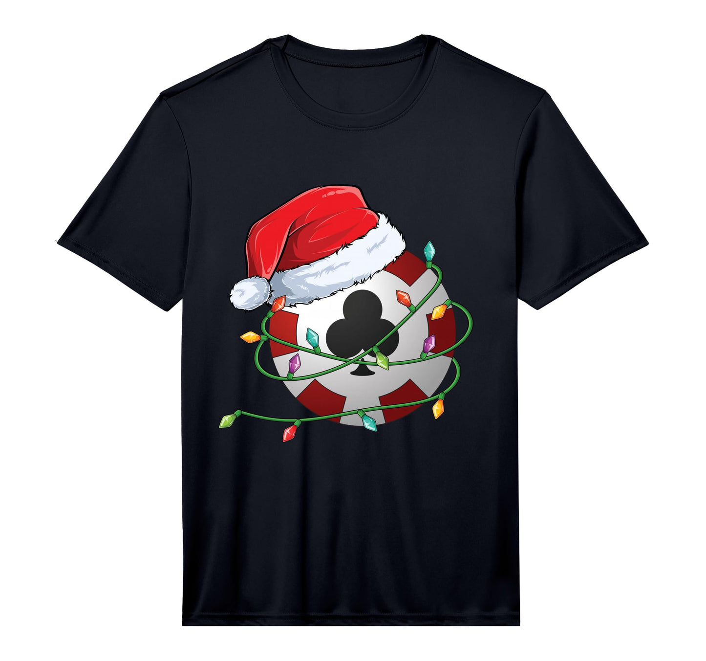 Poker Chip Santa Hat Wrapped Holiday T-Shirt - Unique Graphic for Adults - T-Shirt, Sweatshirt, Hoodie