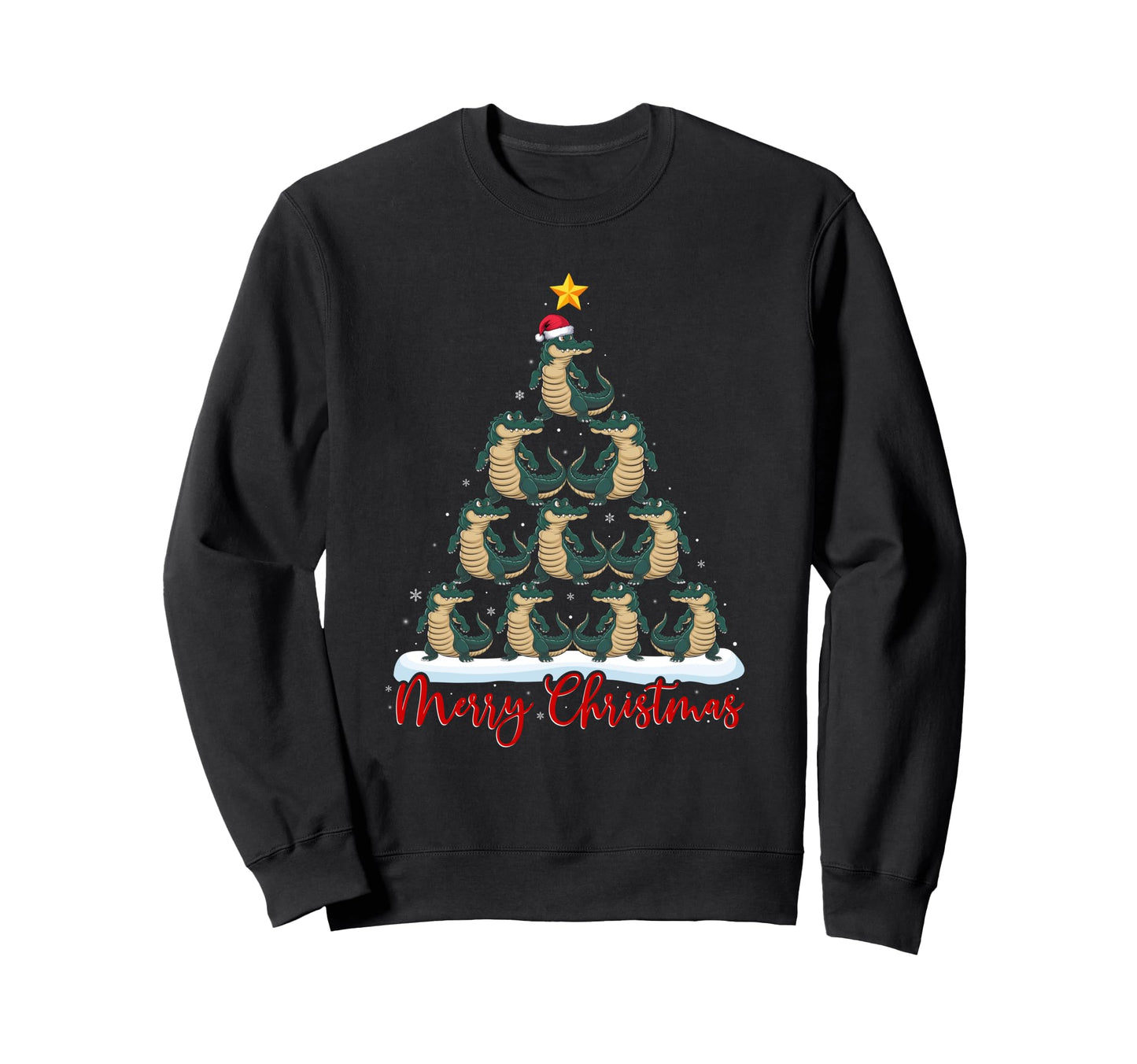 Santa Hat Ugly Funny Alligator Sweatshirt - Casual Everyday Wear Men Women - T-Shirt, Sweatshirt, Hoodie