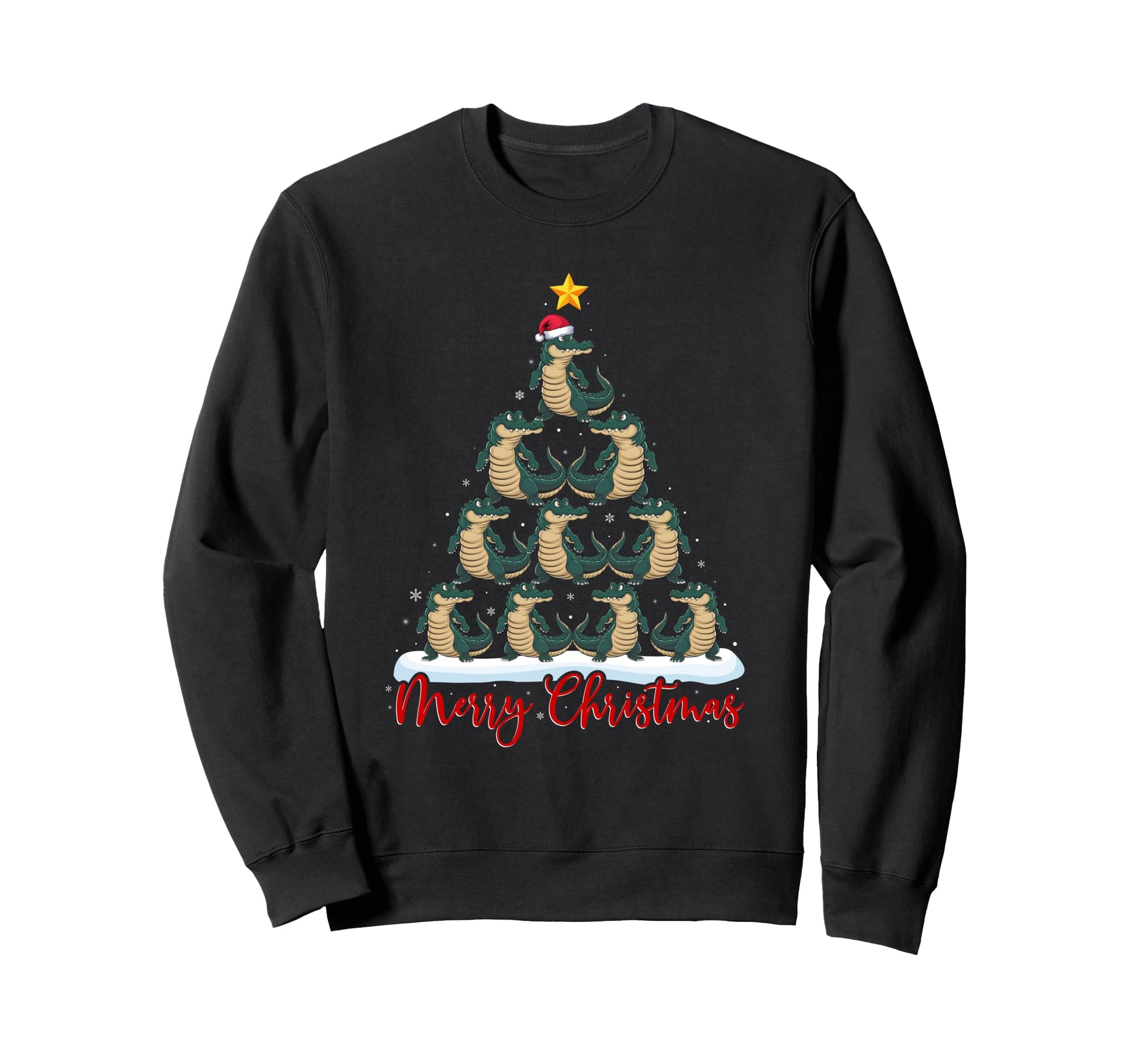 Santa Hat Ugly Funny Alligator Sweatshirt - Casual Everyday Wear Men Women - T-Shirt, Sweatshirt, Hoodie