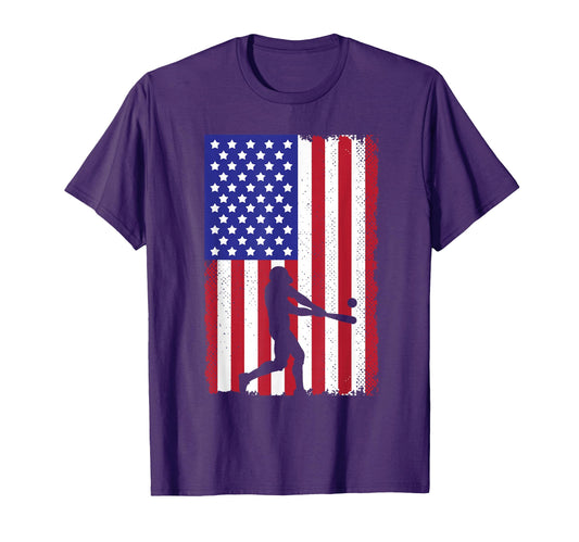 Baseball Usa Player Us American Flag T-Shirt - Custom Art Print Men Women - T-Shirt, Sweatshirt, Hoodie