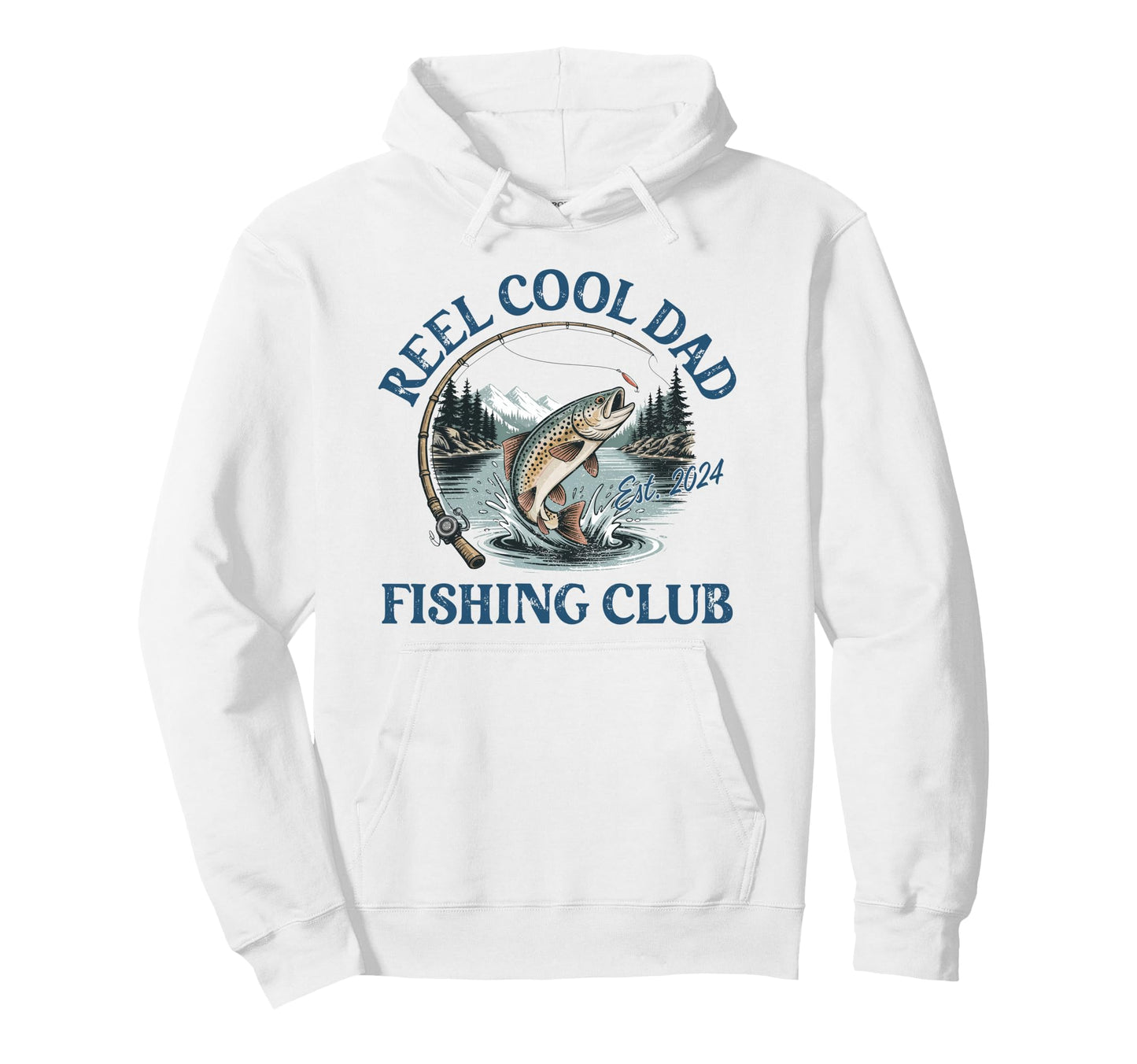 Reel Dad Fishing Club Est 2024 Hoodie - Aesthetic Graphic for Adults - T-Shirt, Sweatshirt, Hoodie