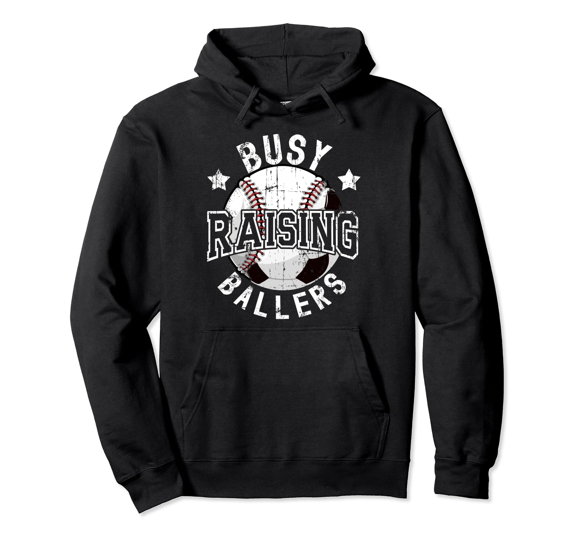 Busy Raising Ballers Baseball Hoodie - Fun Novelty Design for Adults - T-Shirt, Sweatshirt, Hoodie