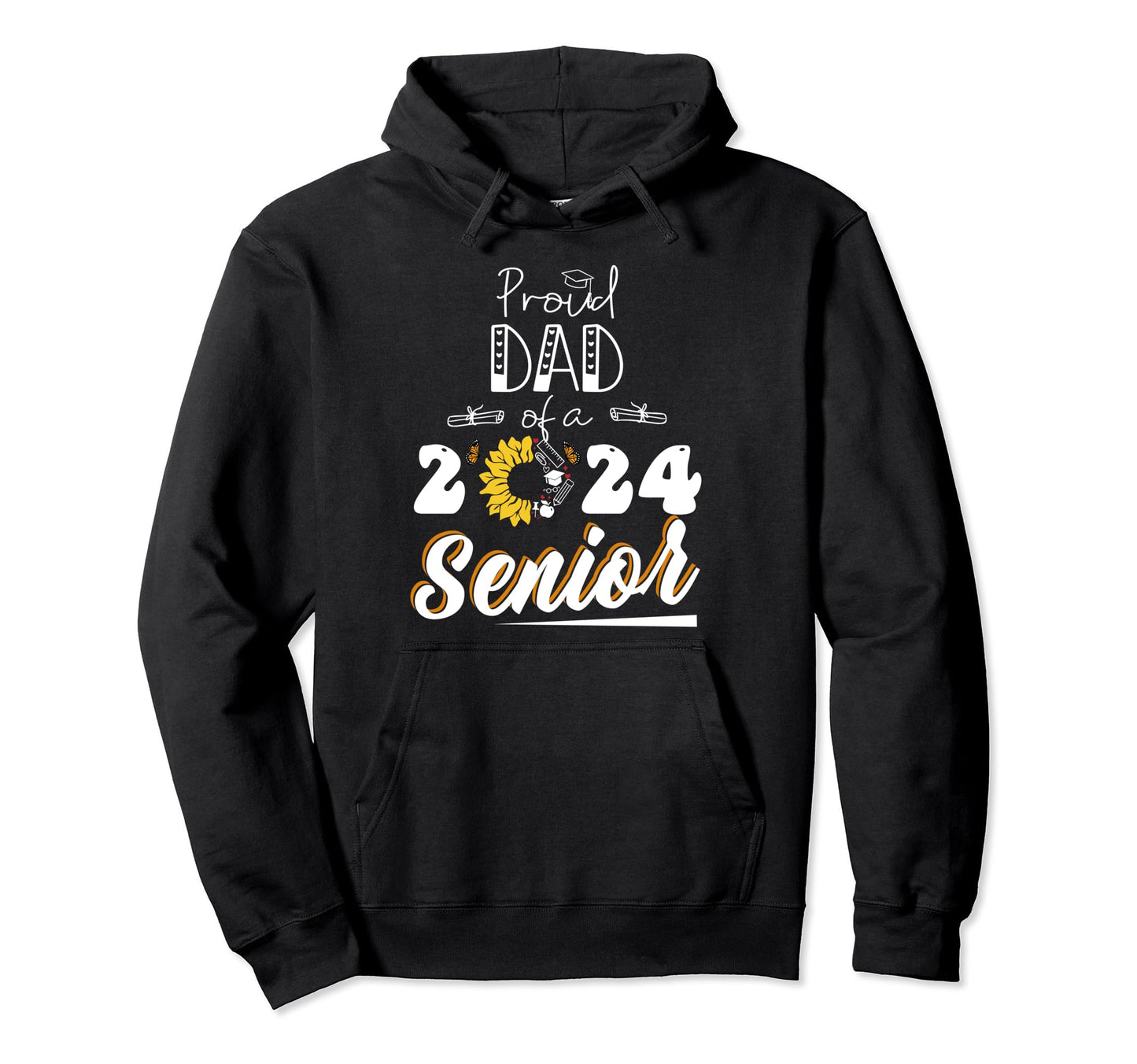 Proud Dad Class 2024 Graduate Senior Hoodie - Minimalist Print Men Women - T-Shirt, Sweatshirt, Hoodie
