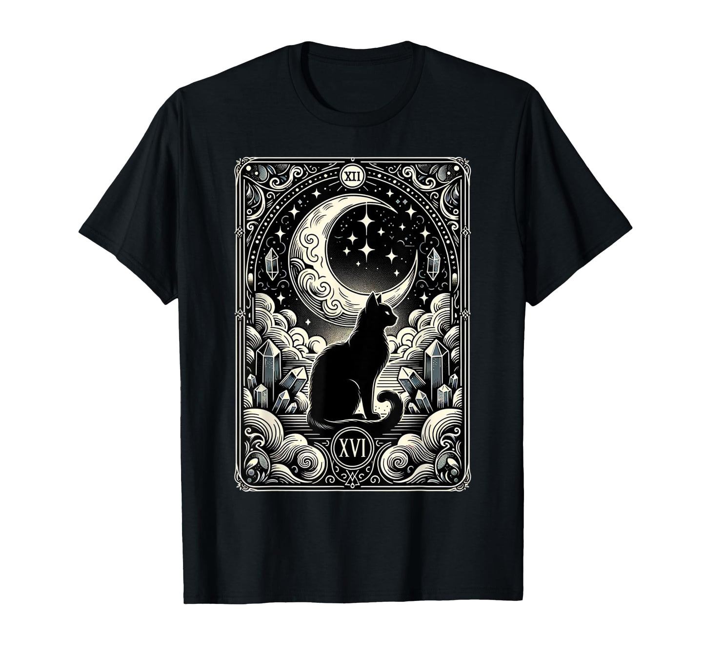 Magical Tarot Card Black Cat And T-Shirt - Aesthetic Graphic Unisex - T-Shirt, Sweatshirt, Hoodie