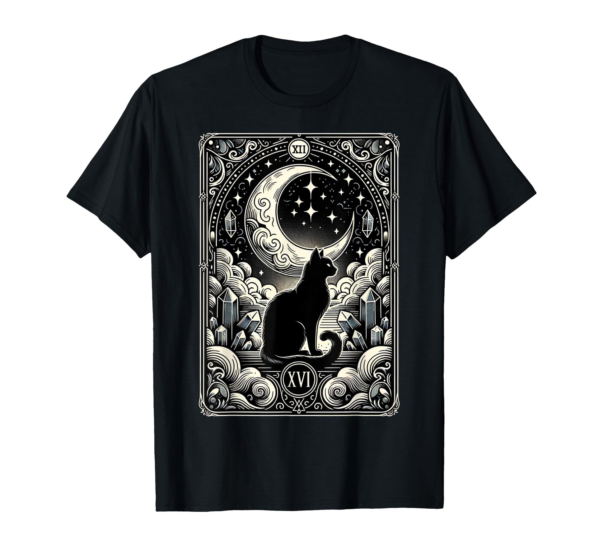 Magical Tarot Card Black Cat And T-Shirt - Aesthetic Graphic Unisex - T-Shirt, Sweatshirt, Hoodie