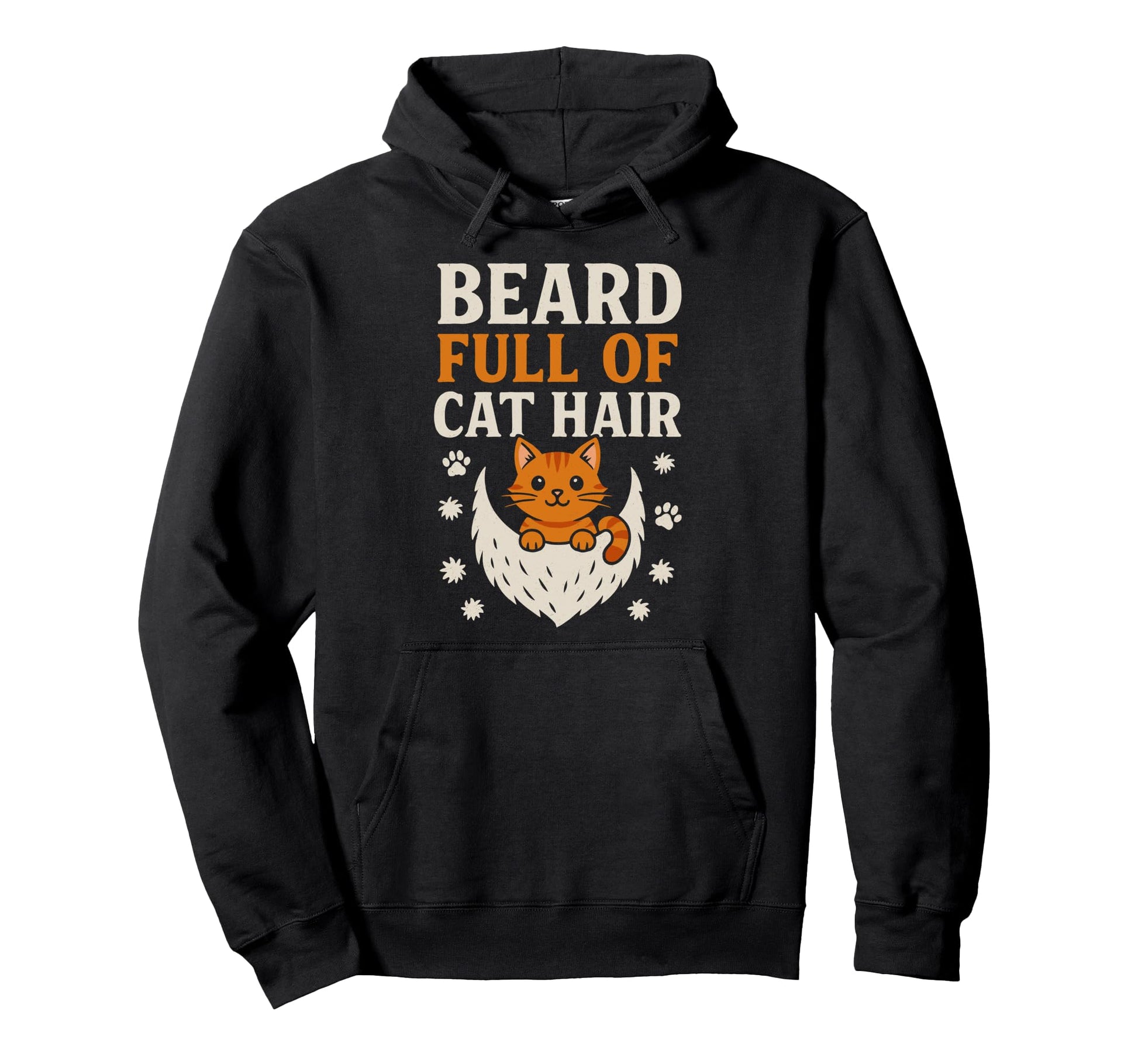 Cat Dad Beard Funny Feline Lover Hoodie - Minimalist Print for Adults - T-Shirt, Sweatshirt, Hoodie