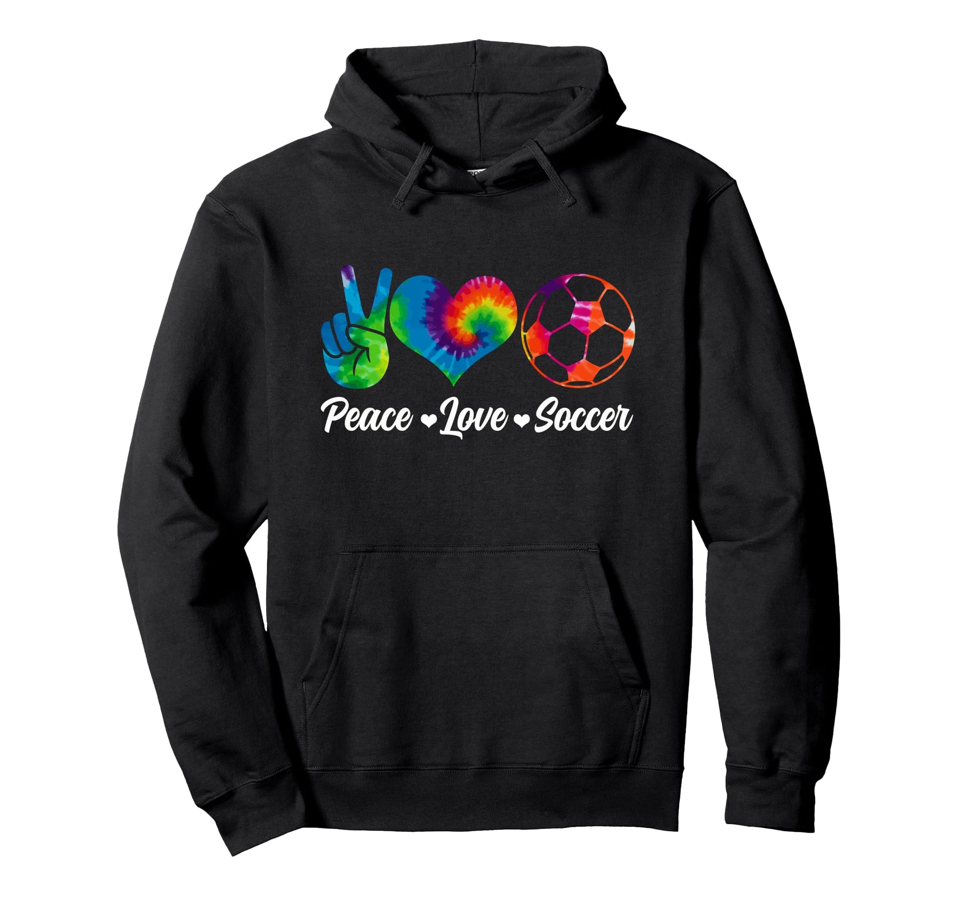 Soccer Tie Dye Peace Love Soccer Hoodie - Minimalist Print for Adults - T-Shirt, Sweatshirt, Hoodie