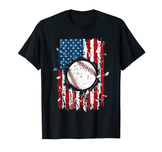 American Flag Baseball Patriotic Us T-Shirt - Minimalist Print for Adults - T-Shirt, Sweatshirt, Hoodie