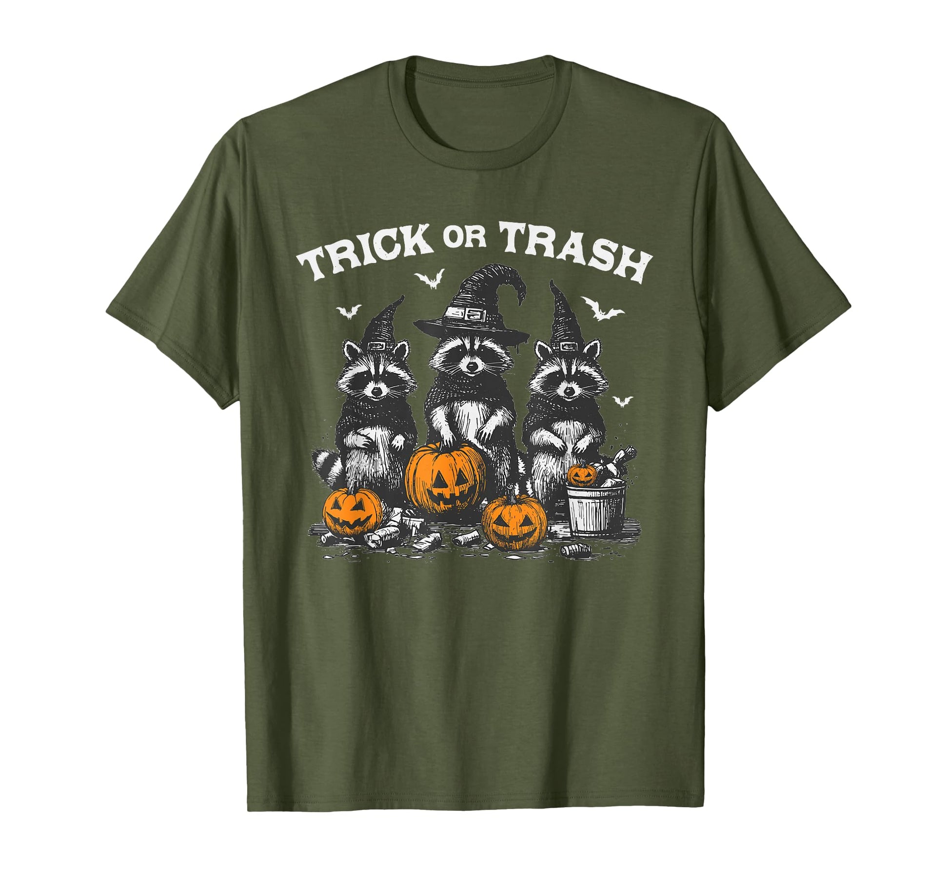 Trick Or Trash Raccoon Witch Hat T-Shirt - Trendy Graphic for Adults - T-Shirt, Sweatshirt, Hoodie