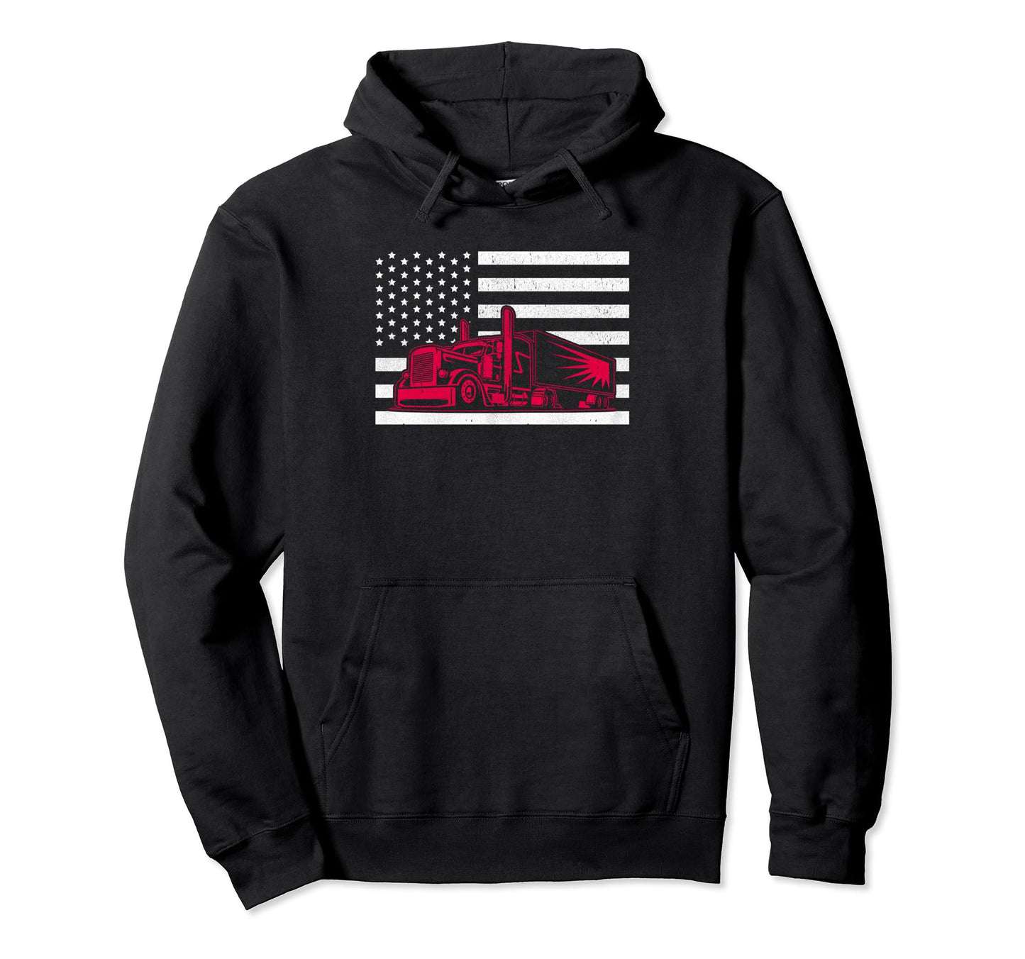 Us American Flag Trucker Funny Truck Hoodie - Custom Art Print Unisex - T-Shirt, Sweatshirt, Hoodie
