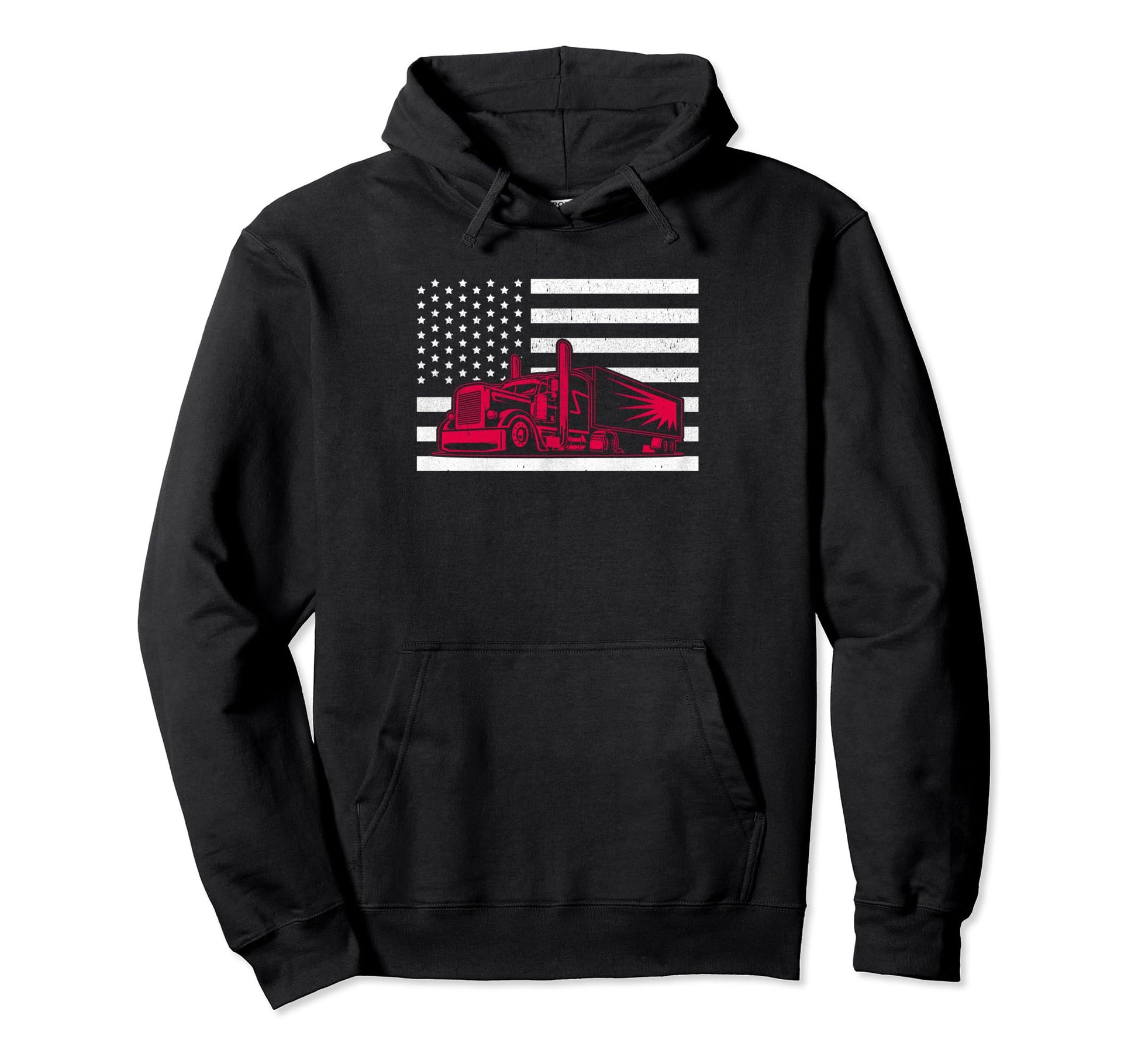 Us American Flag Trucker Funny Truck Hoodie - Custom Art Print Unisex - T-Shirt, Sweatshirt, Hoodie