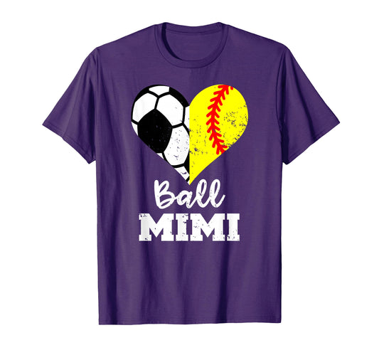 Ball Mimi Funny Soccer Softball Heart T-Shirt - Streetwear Style Unisex - T-Shirt, Sweatshirt, Hoodie