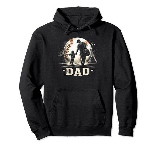 Baseball Dad Fathers Day Hoodie - Casual Everyday Wear Men Women - T-Shirt, Sweatshirt, Hoodie