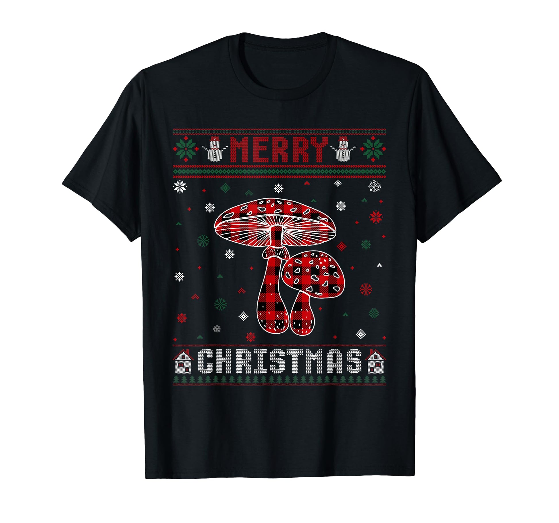 Ugly Mushroom Buffalo Plaid Red T-Shirt - Unique Graphic for Adults - T-Shirt, Sweatshirt, Hoodie