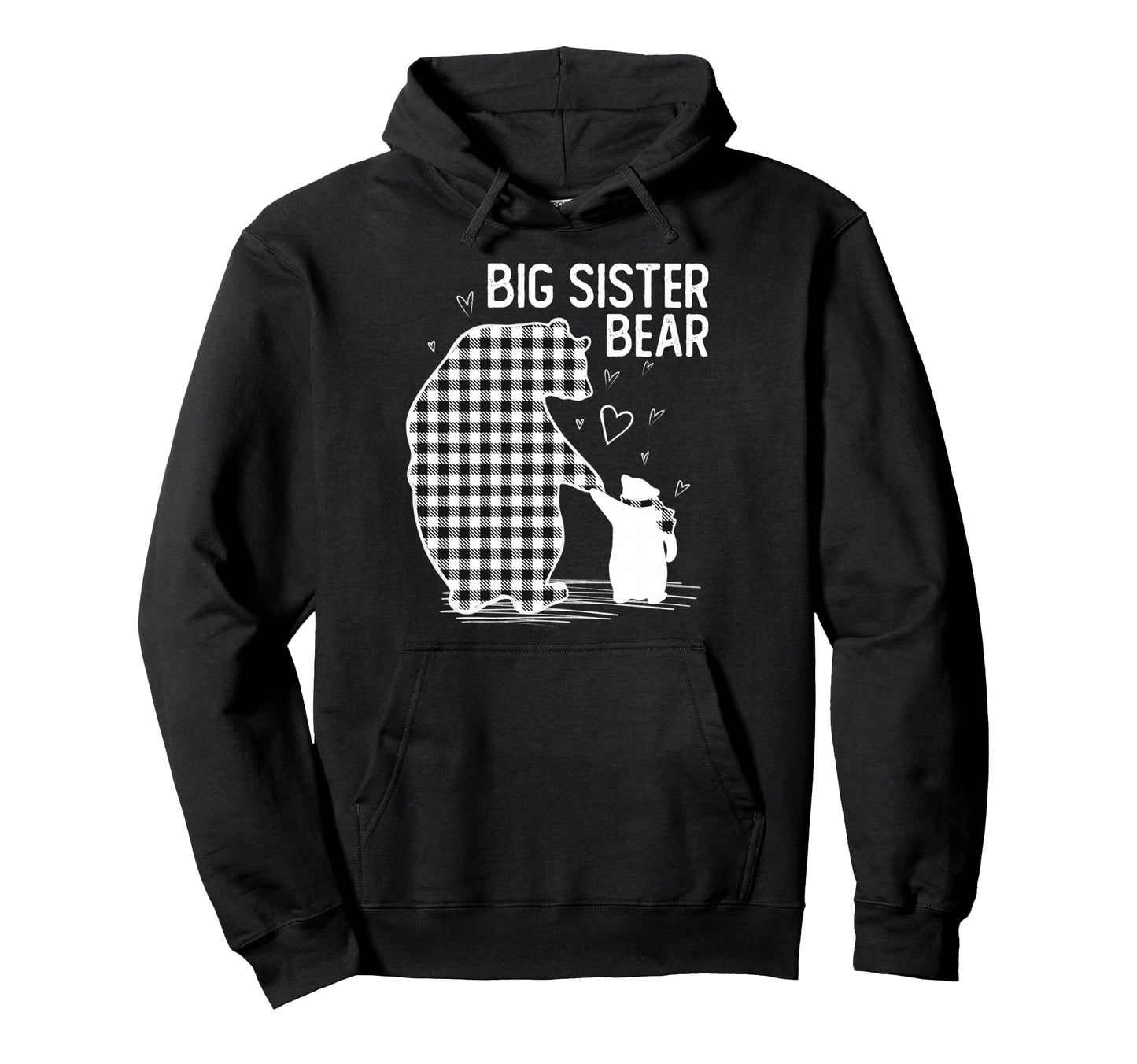 Big Sister Bear Pajama Grey Buffalo Plaid Hoodie - Aesthetic Graphic Unisex - T-Shirt, Sweatshirt, Hoodie