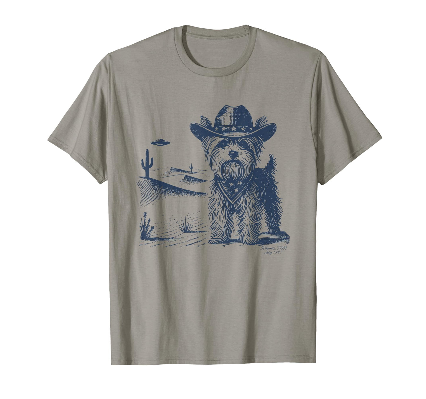 Yorkshire Terrier Cowboy Ufo Yorkie T-Shirt - Minimalist Print Men Women - T-Shirt, Sweatshirt, Hoodie
